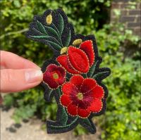 Red Flower Iron-On Patch