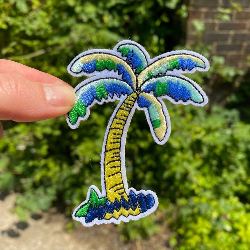 Blue Palm Tree Iron-On Patch