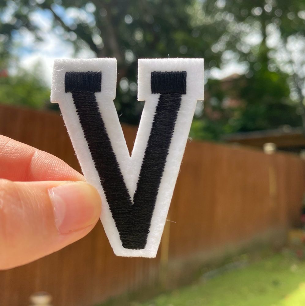 V - Iron On Letter Patch
