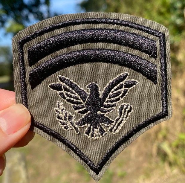 Corporal Rank Army Style Green Iron-On Patch 