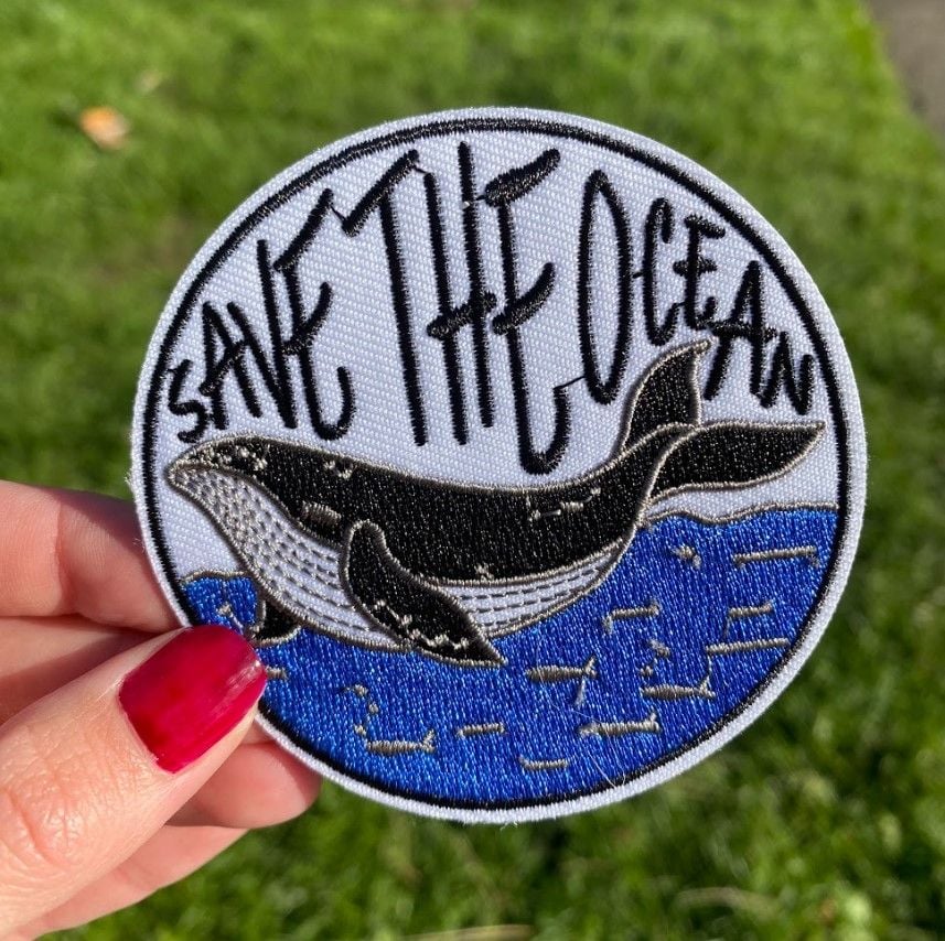 Save The Ocean Whale Iron-On Patch