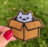 Cardboard Box Cat Iron-On Patch
