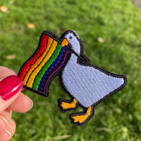 Goose with a Rainbow Flag Iron-On Patch