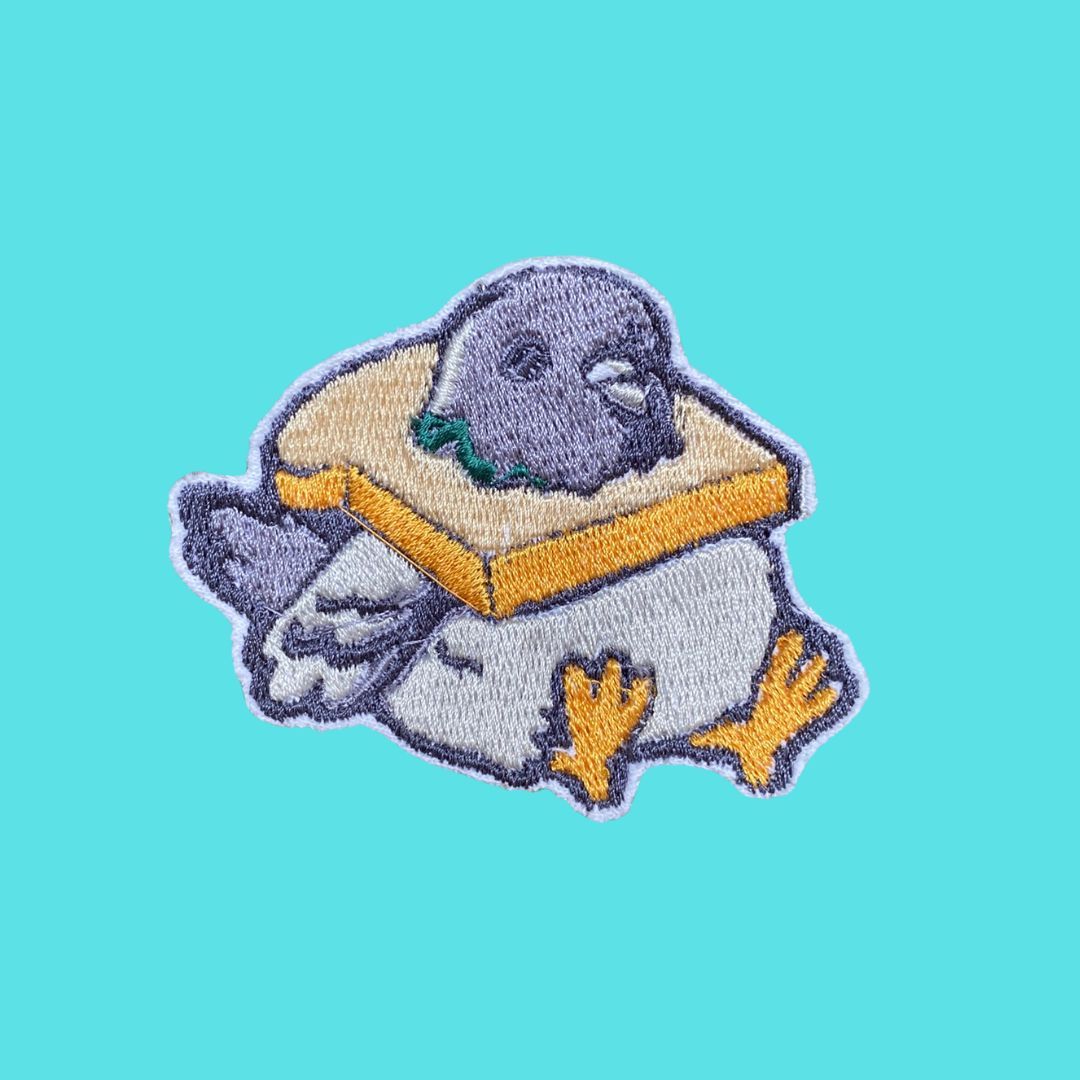 Bread Loving Chunky Pigeon Iron-On Patch