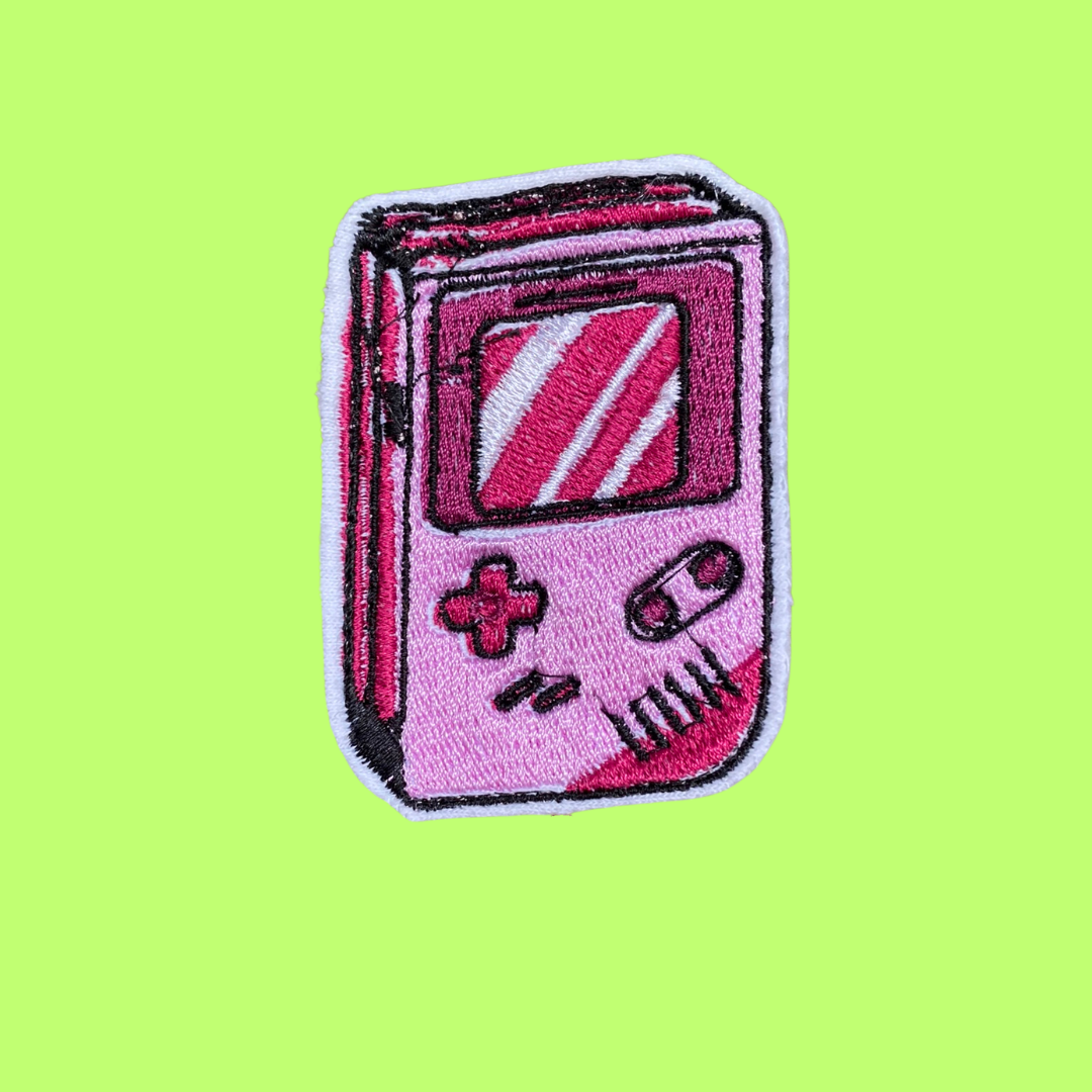 Pink Retro Handheld Gamer Iron-On Patch