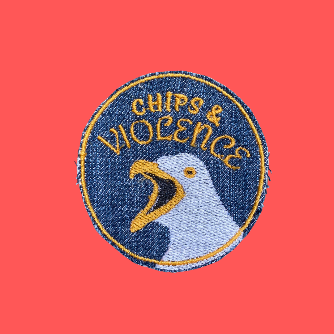 Seagull Chips & Violence Denimn Iron-On Patch
