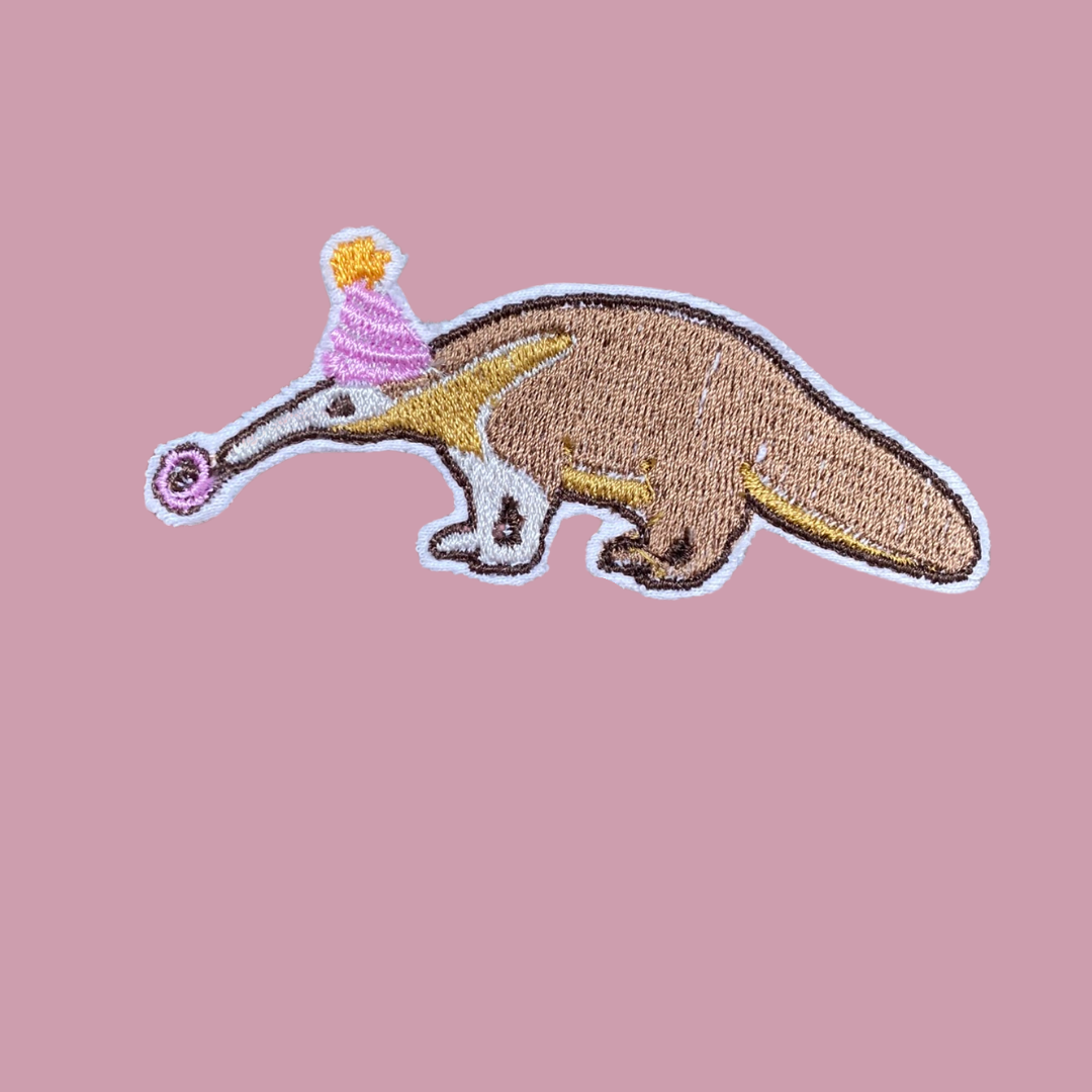 Party Hat Anteater Iron-On Patch