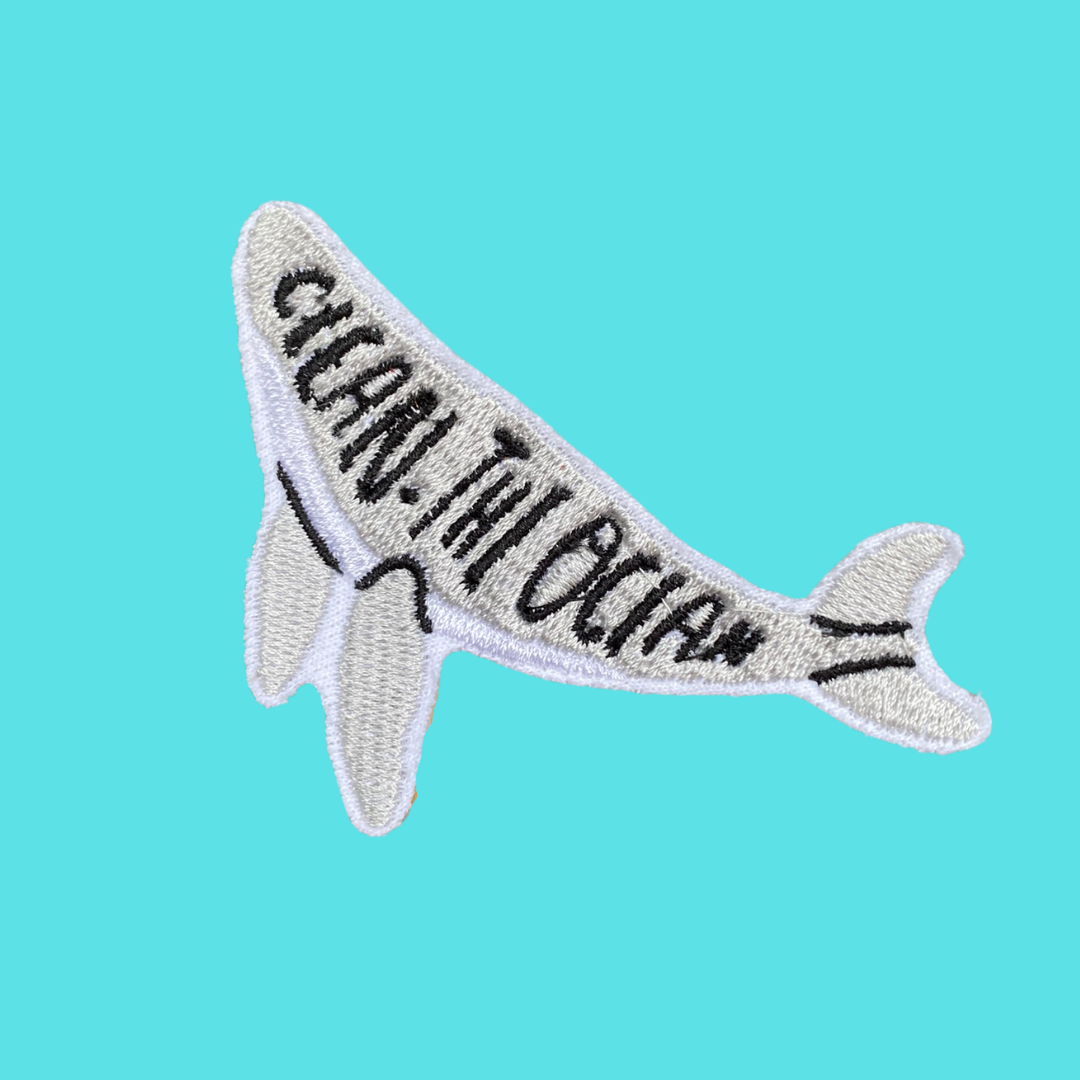 Clean The Ocean Whale Iron-On Patch