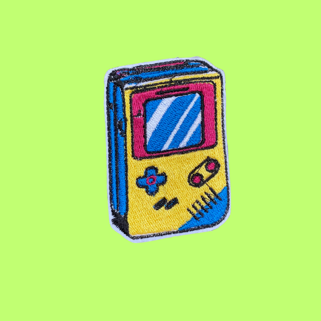 Multicoloured Retro Handheld Gamer Iron-On Patch