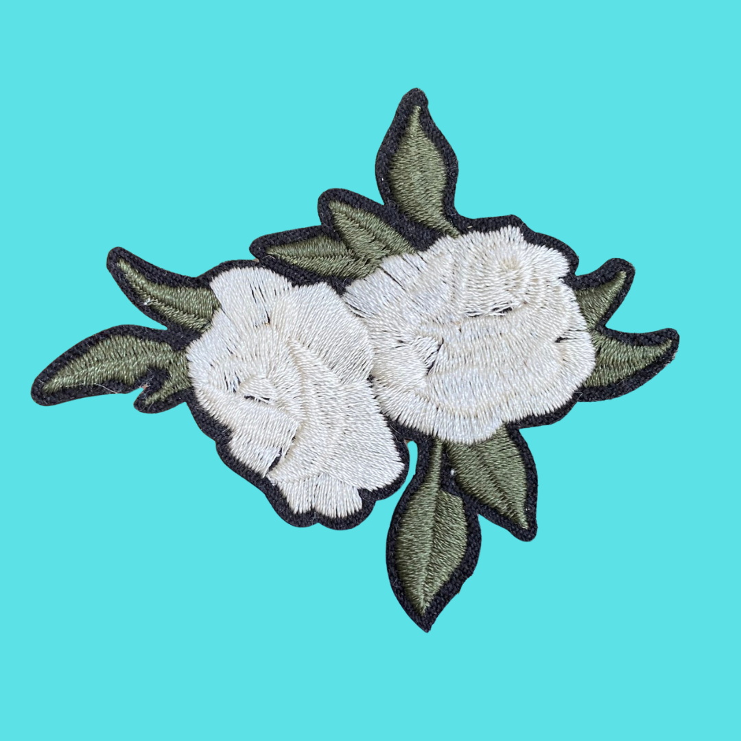 White Rose Iron-On Patch