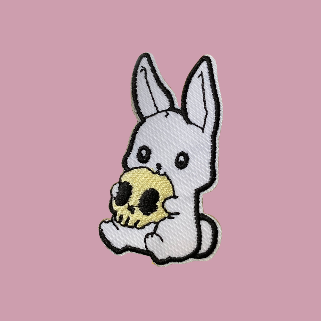 Bunny with Skull Iron-On Patch