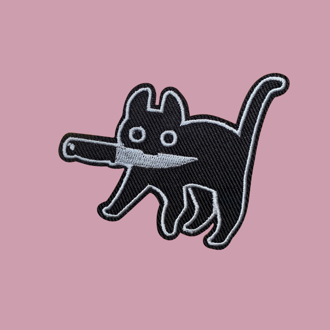 Suspicious Black Cat Iron-On Patch