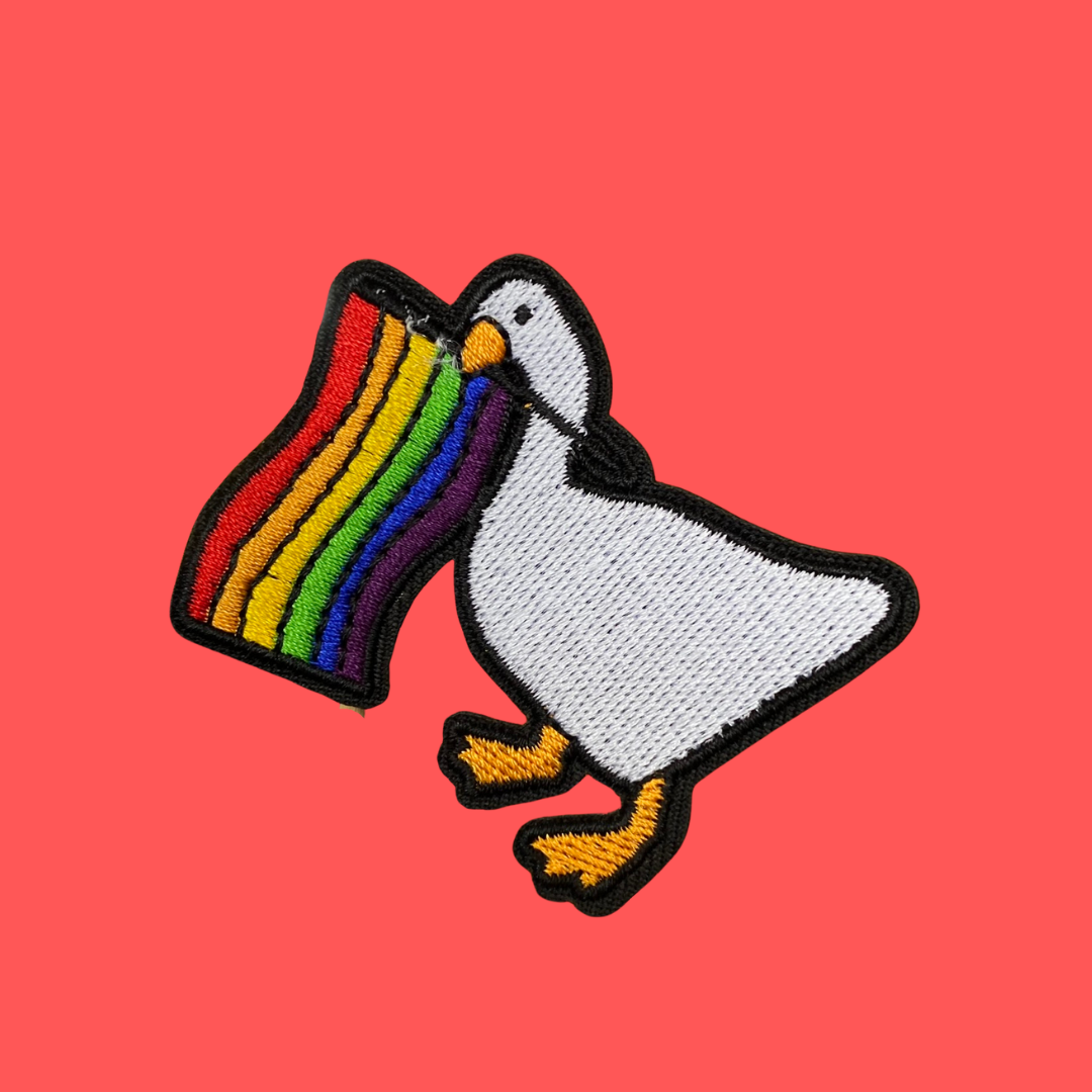 Goose with a Rainbow Flag Iron-On Patch