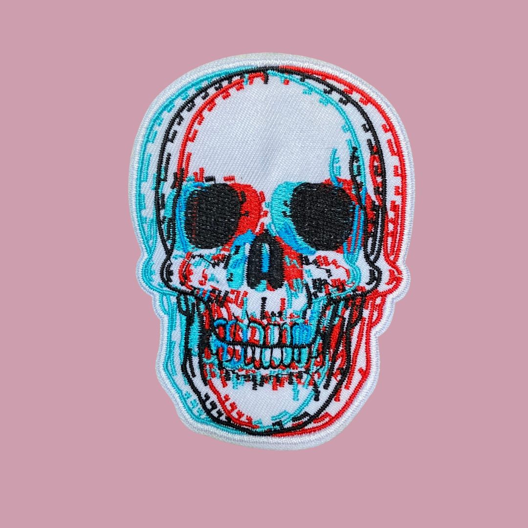 Anaglyph Skull Iron-On Patch