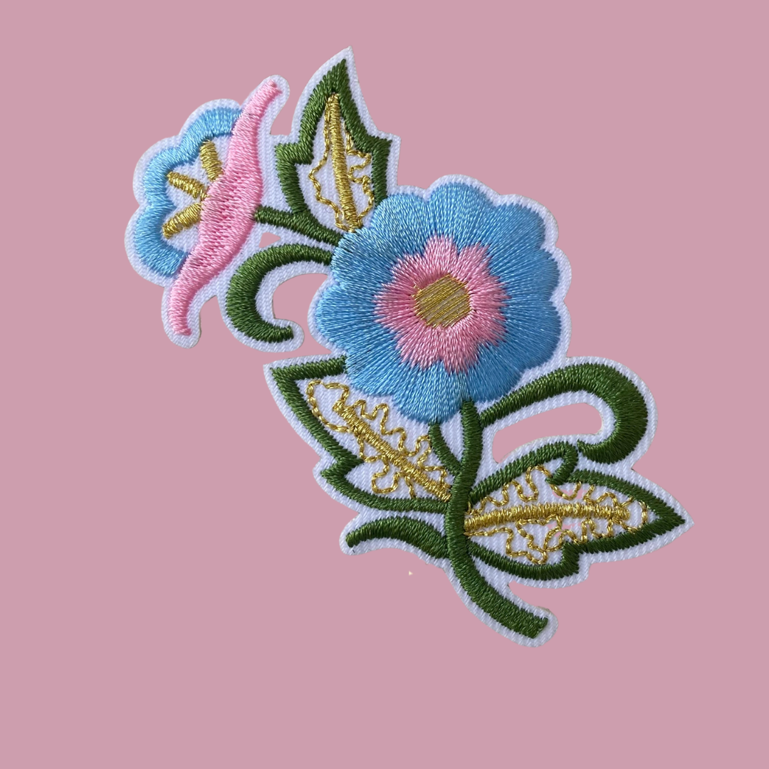 Pink and Blue Floran Iron-On Patch