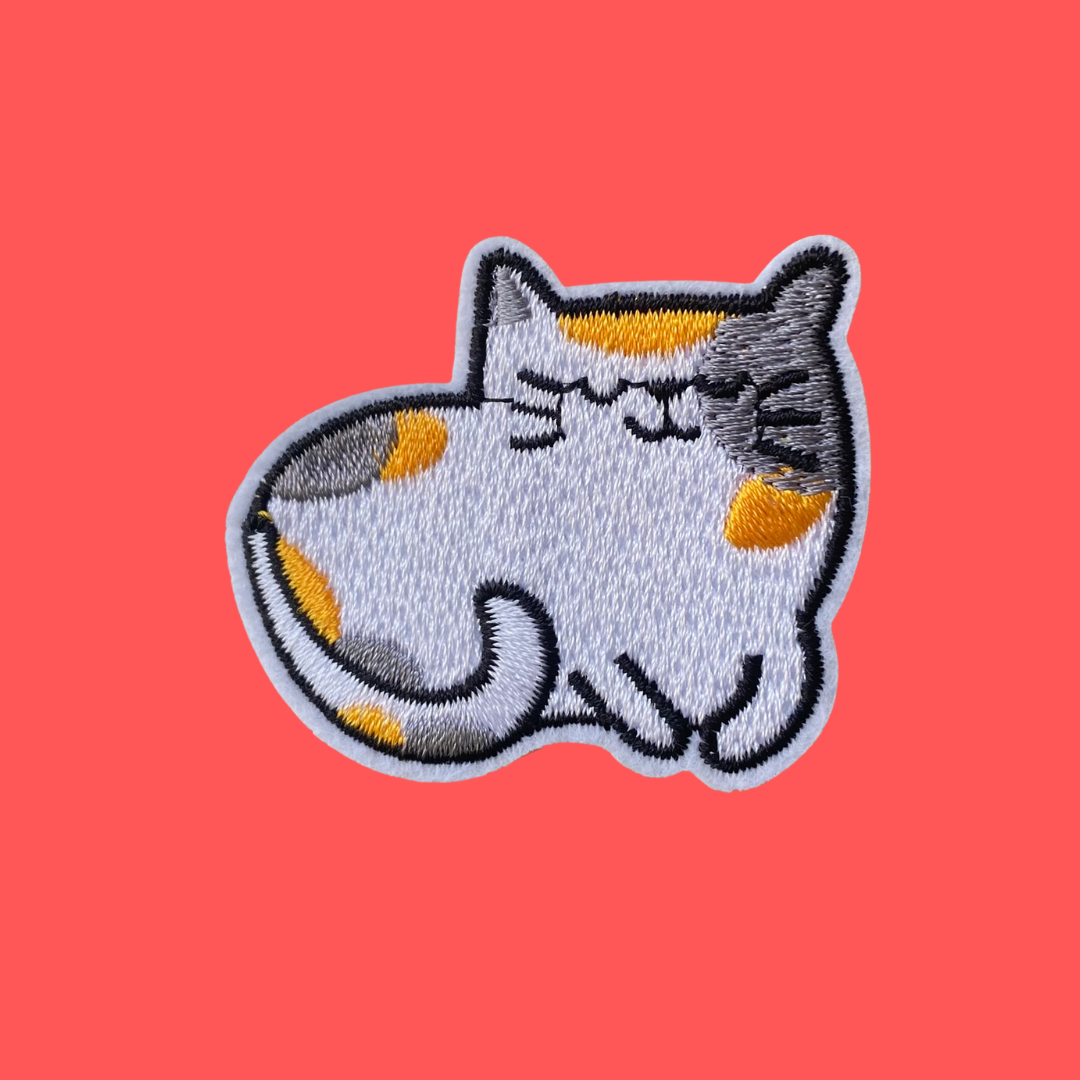 Sleepy Tabby Cat Iron-On Patch