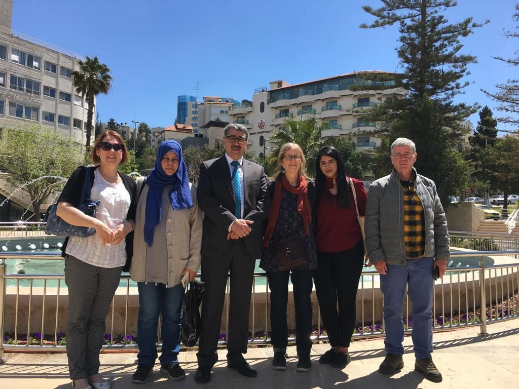 Group with the Mayor and Al Amari reps in the municipal gardens