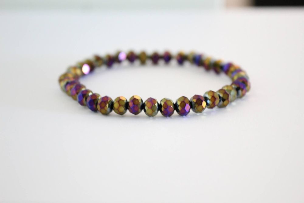 Crystal Beaded Bracelet in Peacock