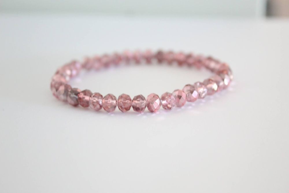 Crystal Beaded Bracelet in Pink