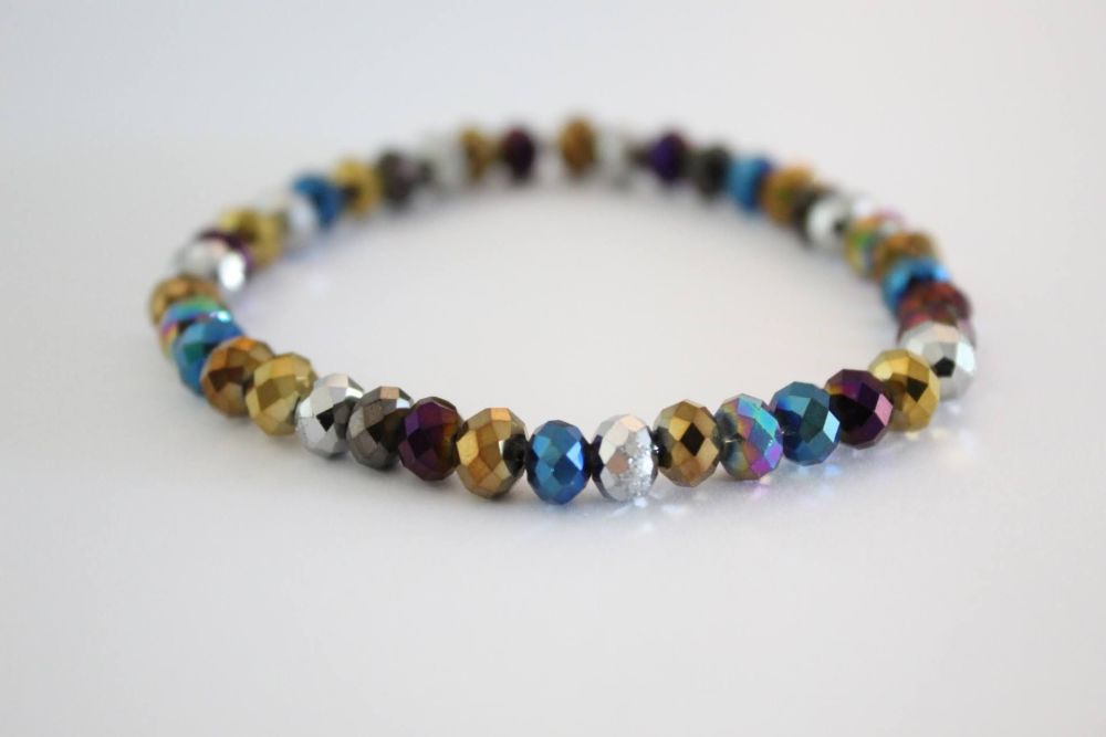 Crystal Beaded Bracelet in Rainbow