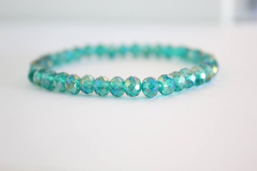 Crystal Beaded Bracelet in Teal