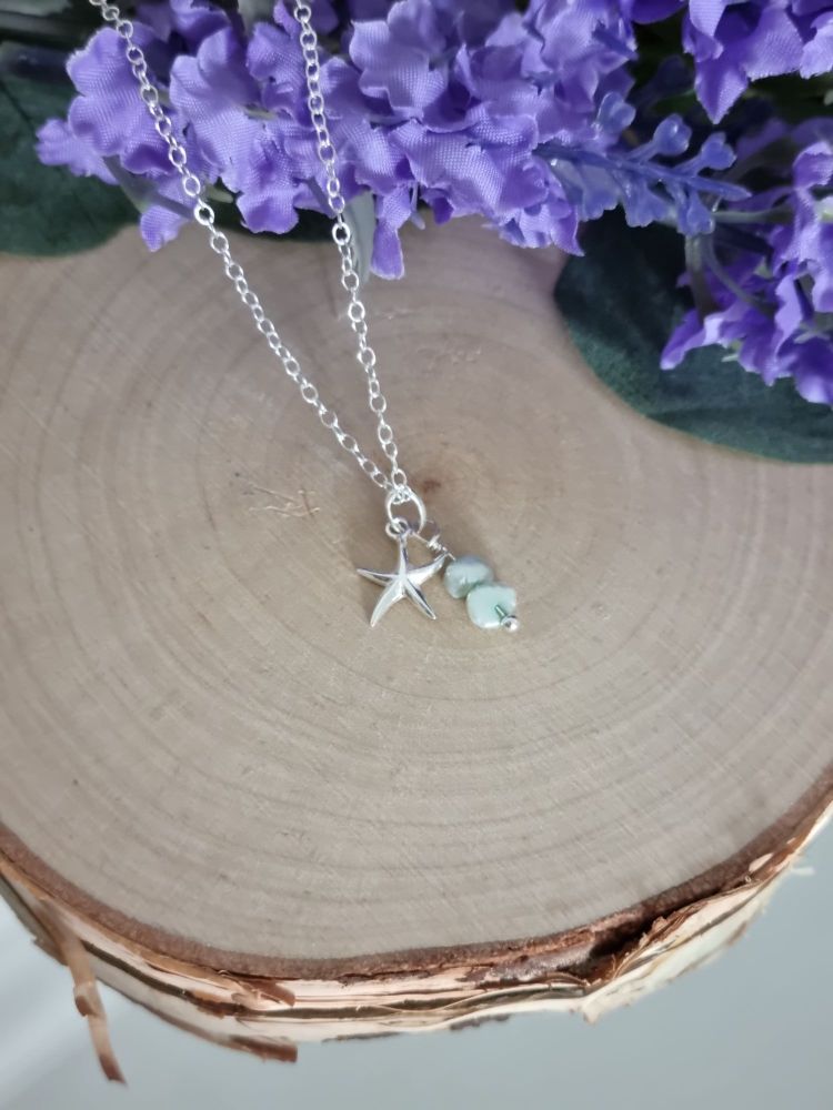 Starfish & Blue Pearl Necklace