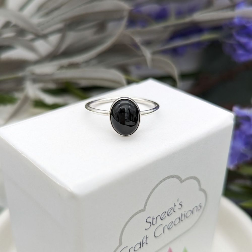Black Onyx Gemstone Ring | Silver Rings