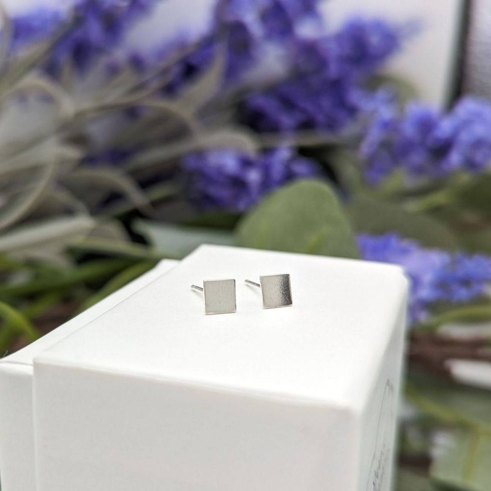 Square Studs | Silver Earrings