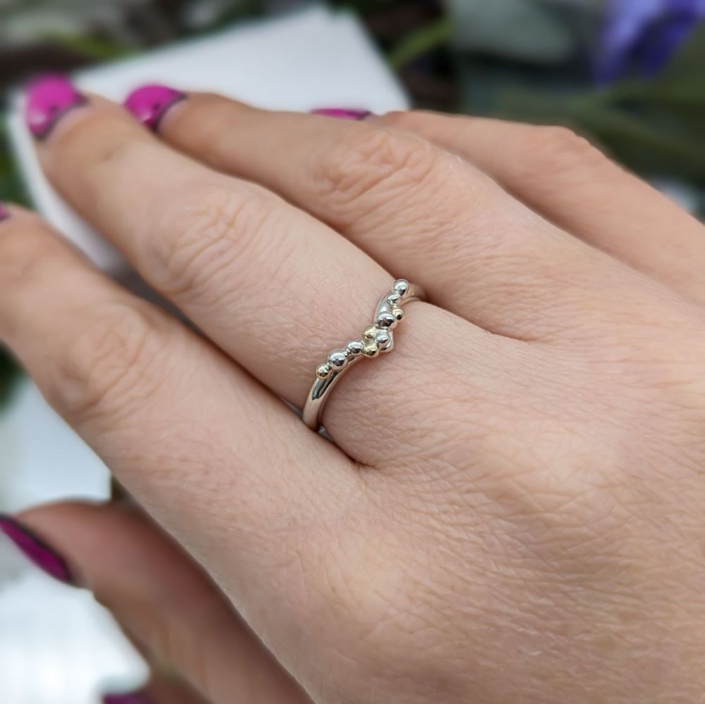 Gold & Silver Wishbone Granulation Ring