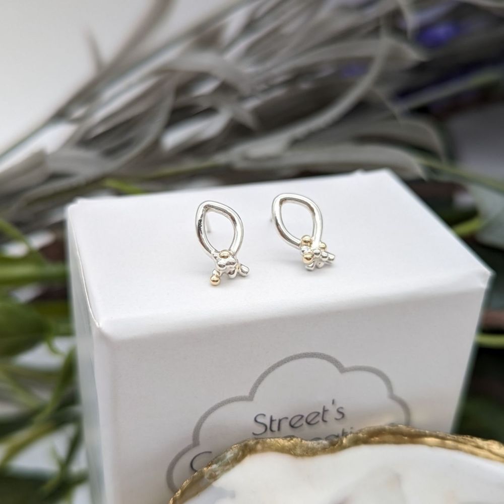 Cluster Drop Earrings | Silver & Gold Granulation