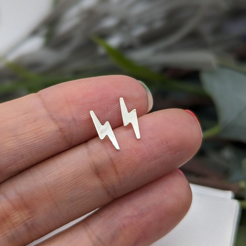 Lightning Bolt Studs | Silver Earrings