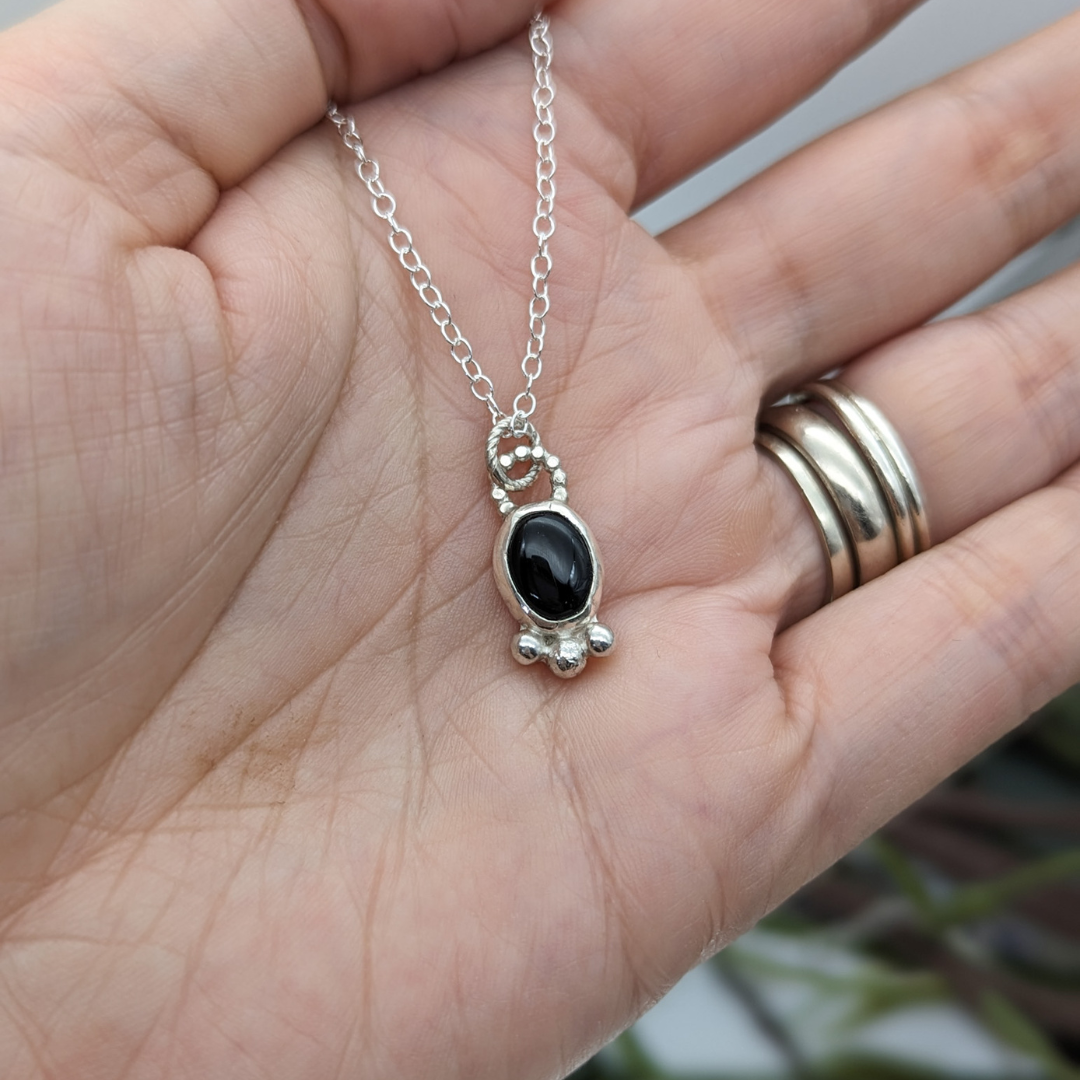 Black Onyx & Silver Necklace 
