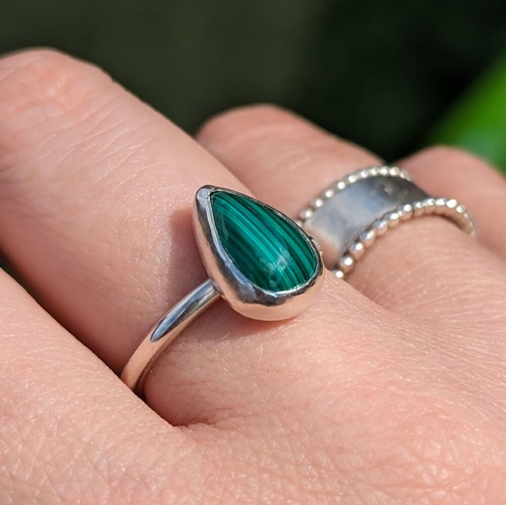 Malachite Gemstone Ring | Silver Rings