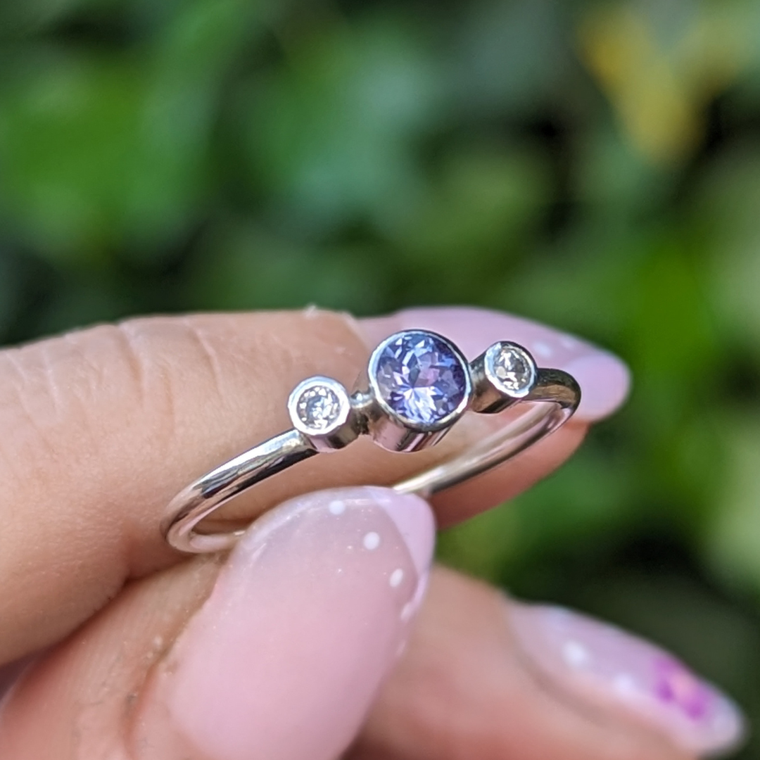 Tanzanite and CZ Ring