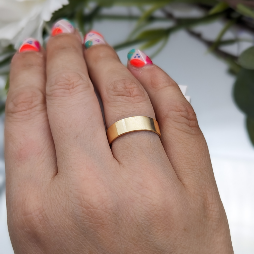 Wide Satin Gold Ring | 9ct gold rings