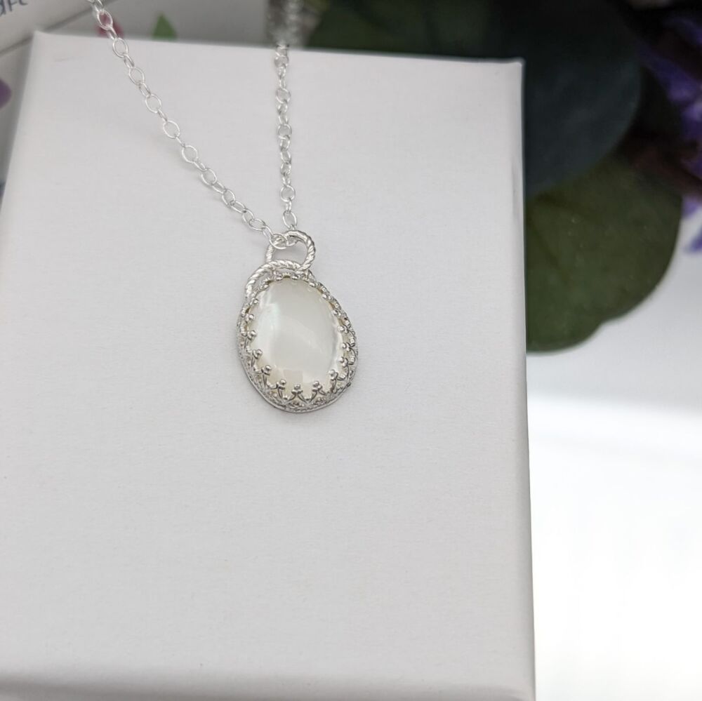 Mother of Pearl Sweetheart Necklace | Sterling Silver Necklaces