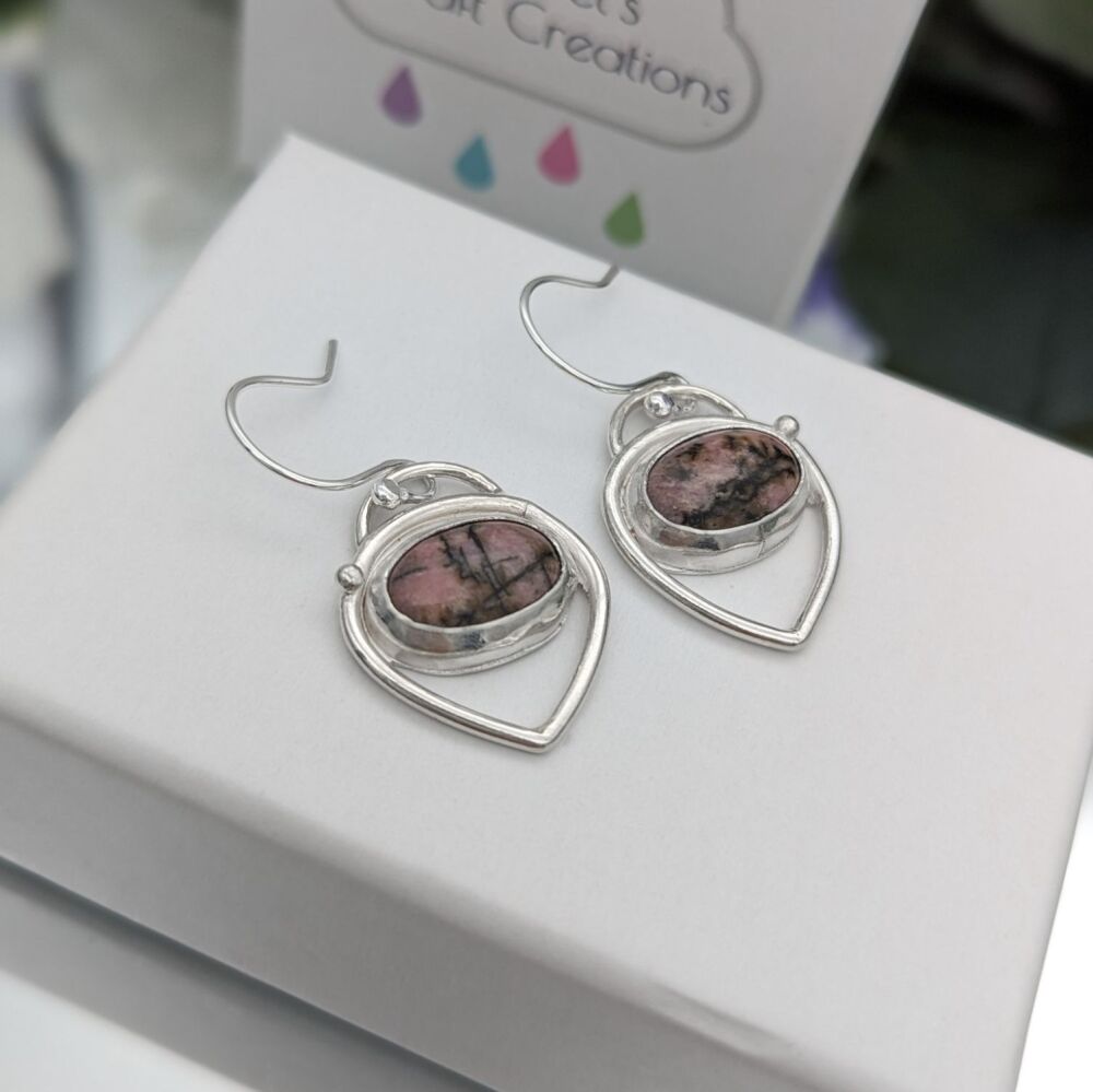 Rhodonite Earrings  | Silver & Gemstone Earrings