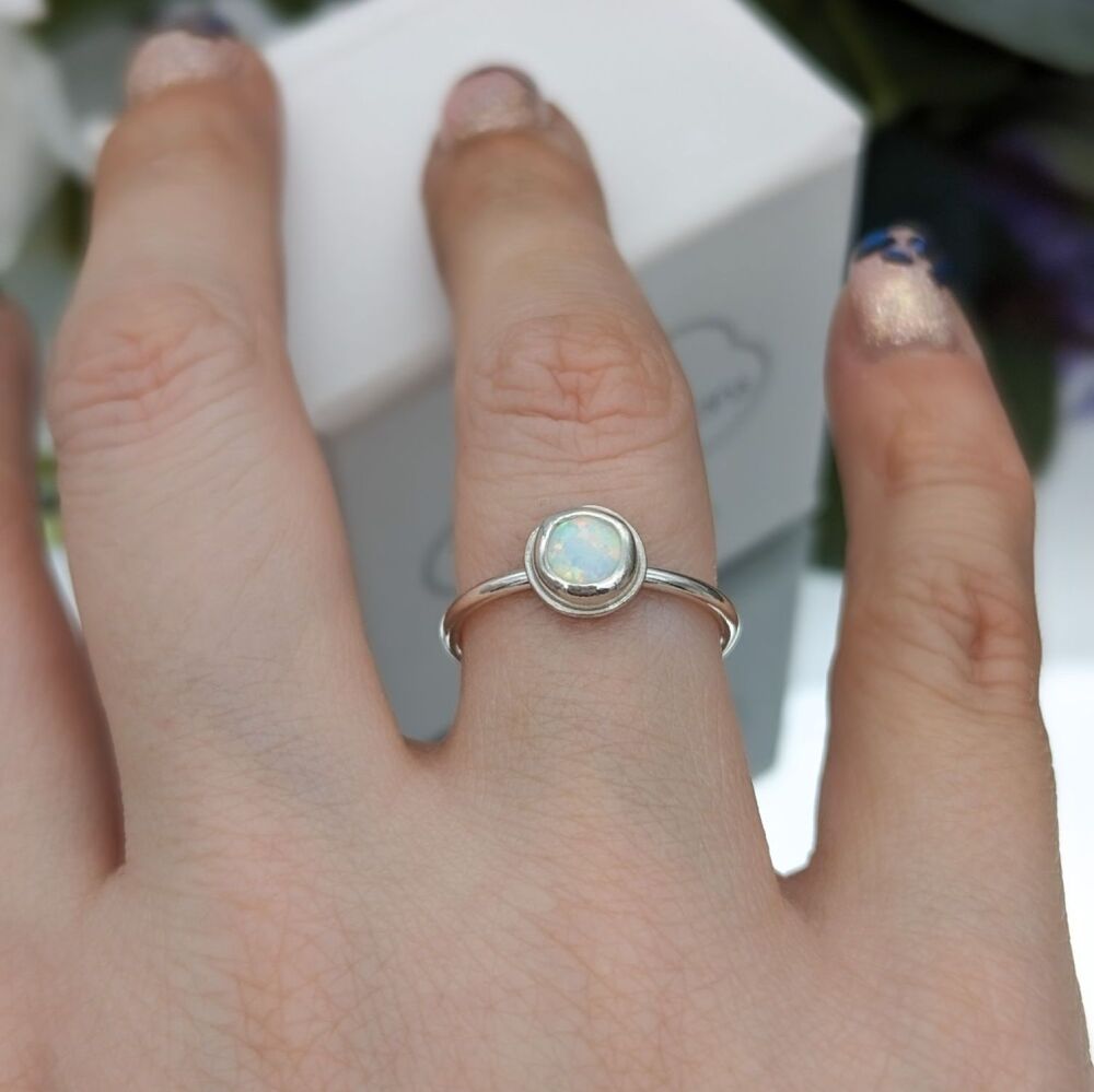 Created White Opal Ring | Silver Rings