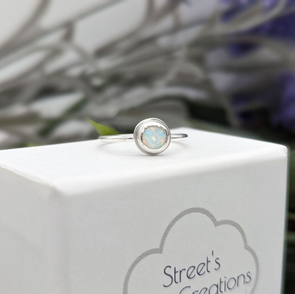 Created White Opal Ring | Silver Rings