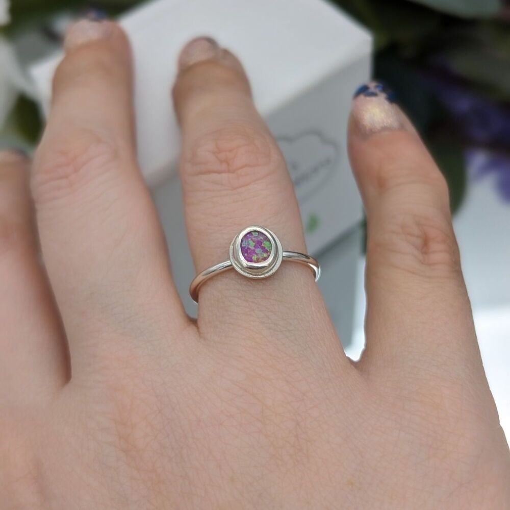 Created Pink Opal Ring | Silver Rings