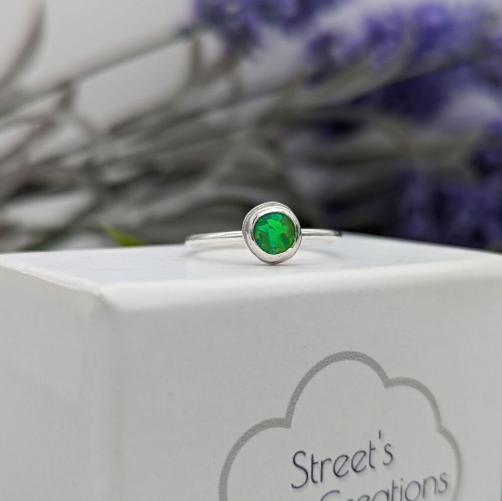 Created Green Opal Ring | Silver Rings