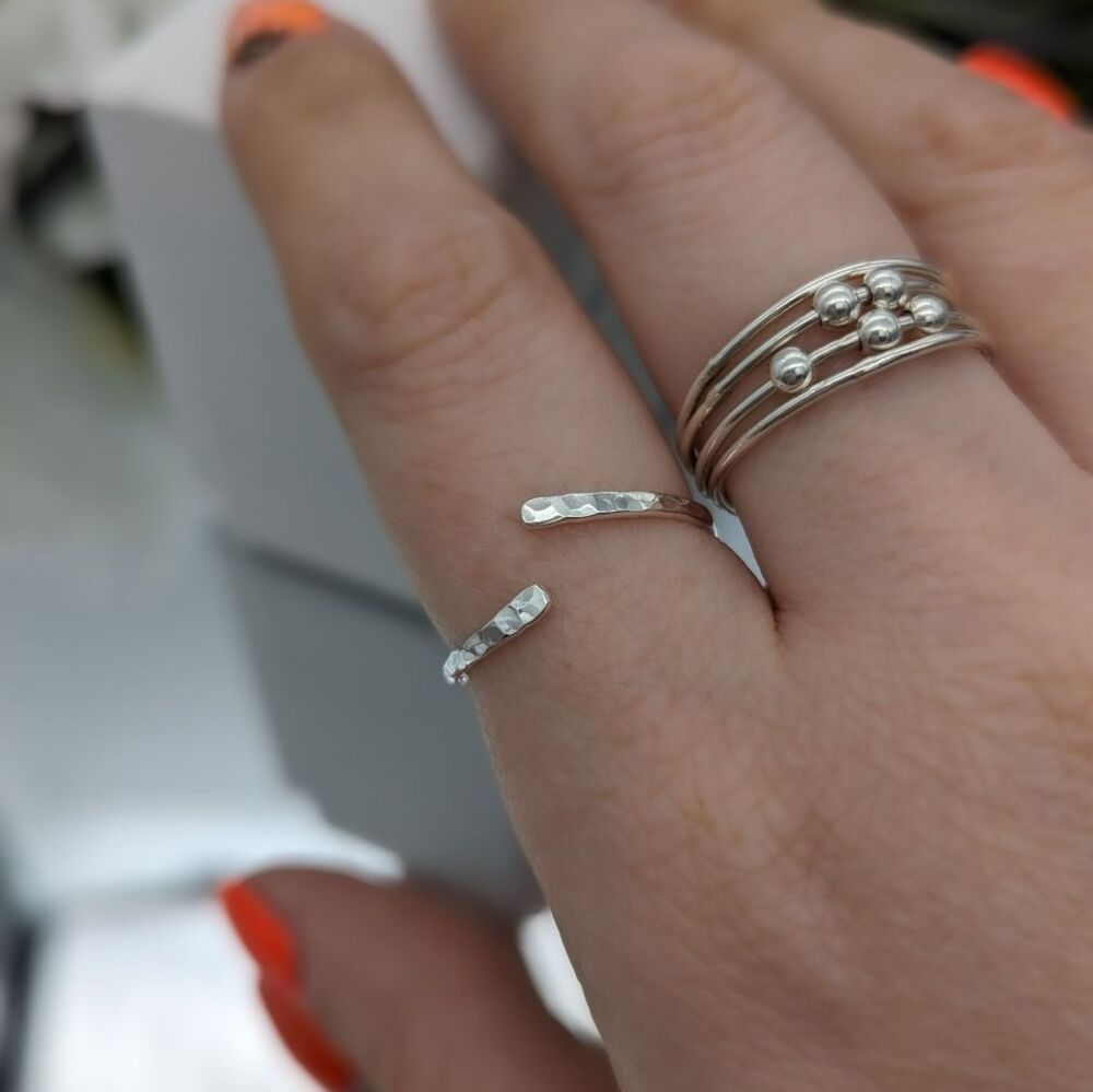 Textured Adjustable Silver Ring | Silver Rings