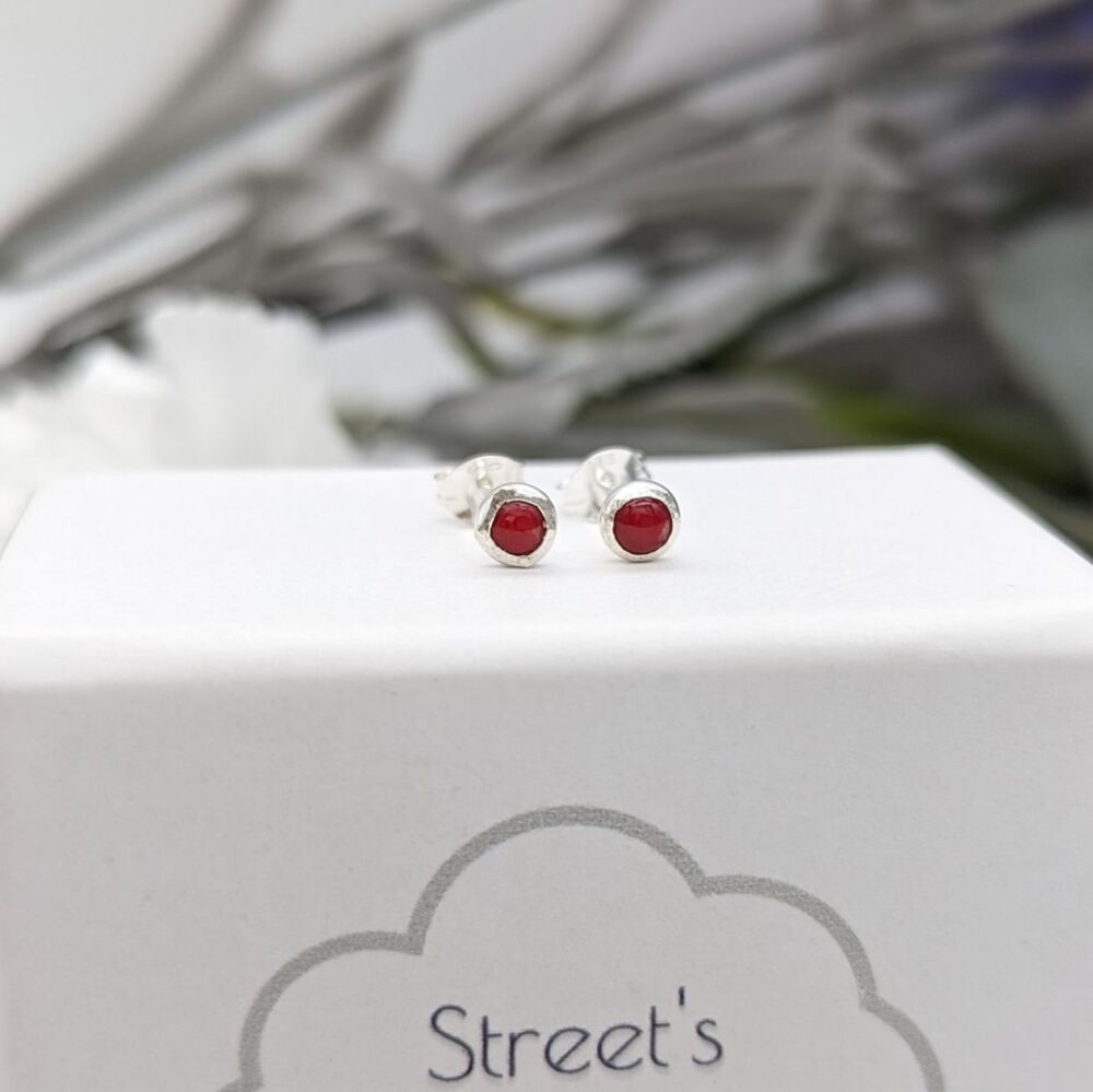 4mm Gemstone Stud Earrings | Silver Earrings