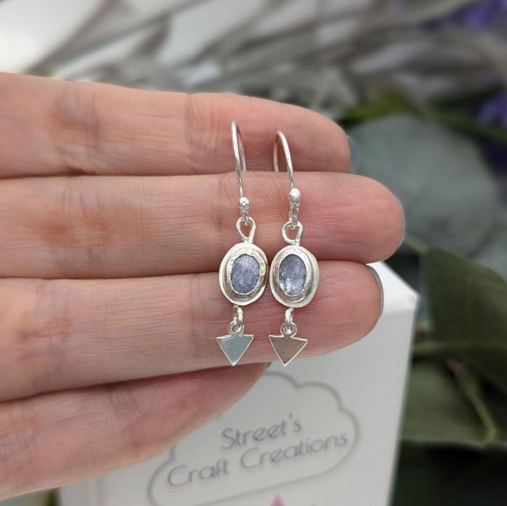 Tanzanite Gemstone & Silver Drop Earrings | Silver Earrings
