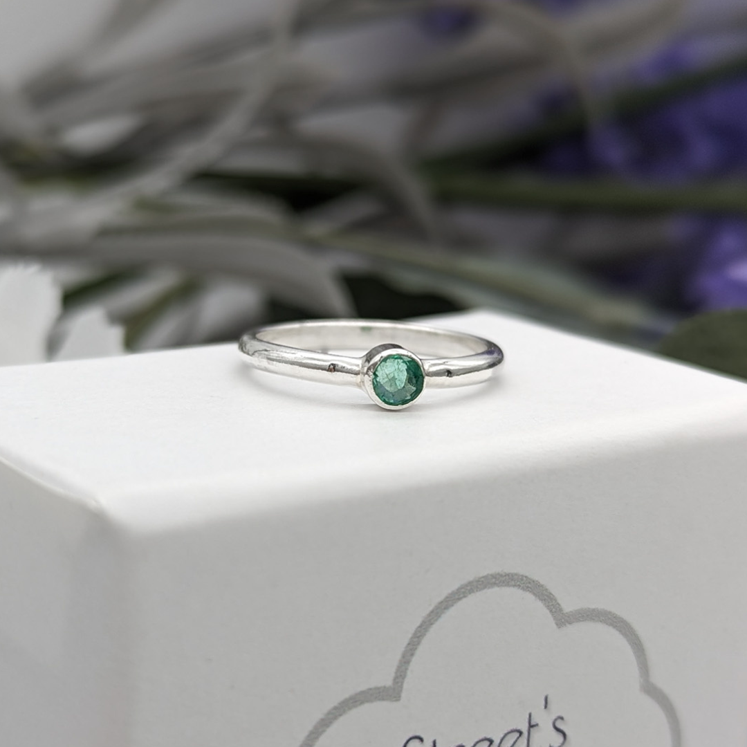 Bespoke Silver and Emerald Gemstone Ring