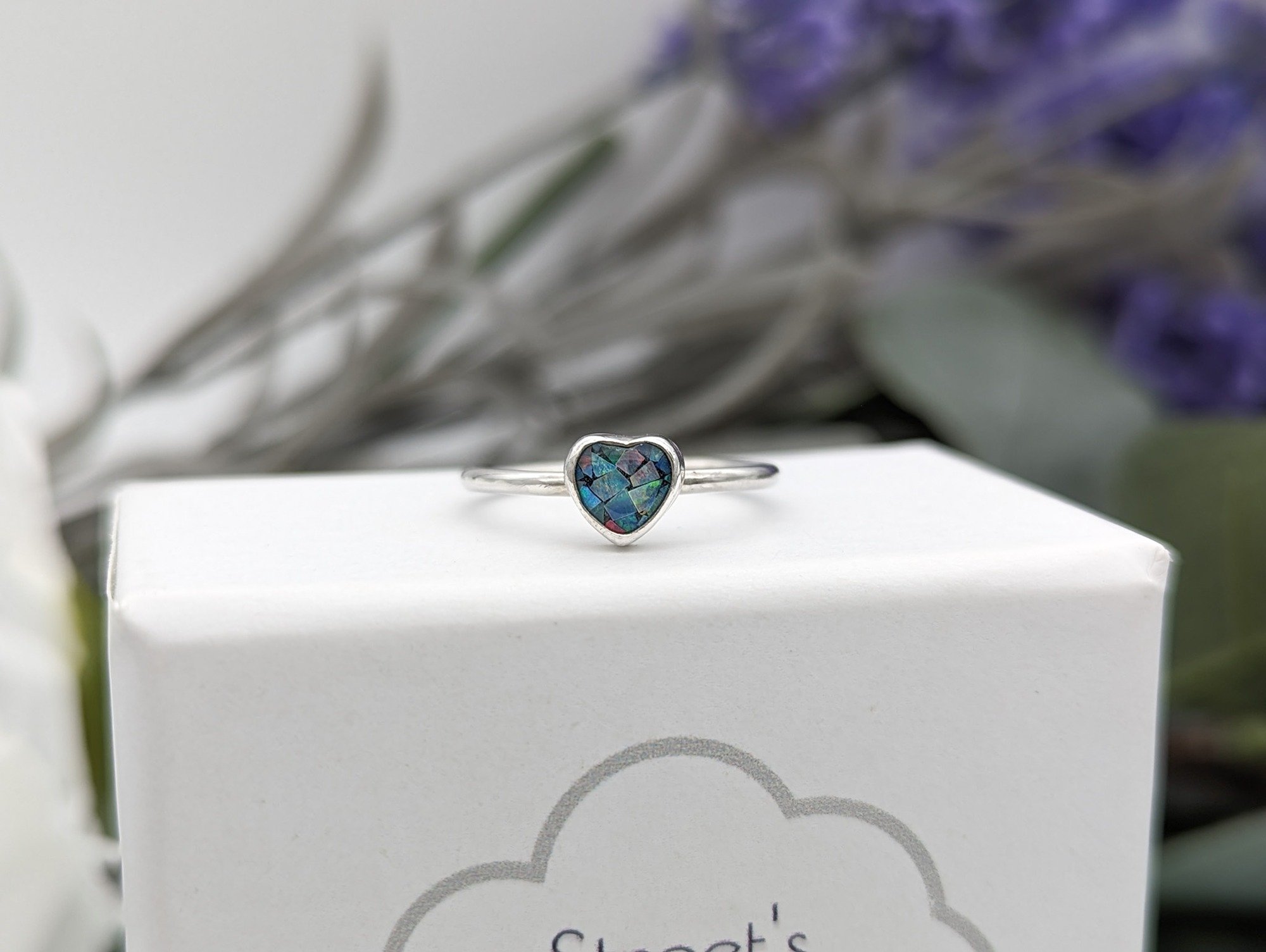 Mosaic Opal Heart Ring