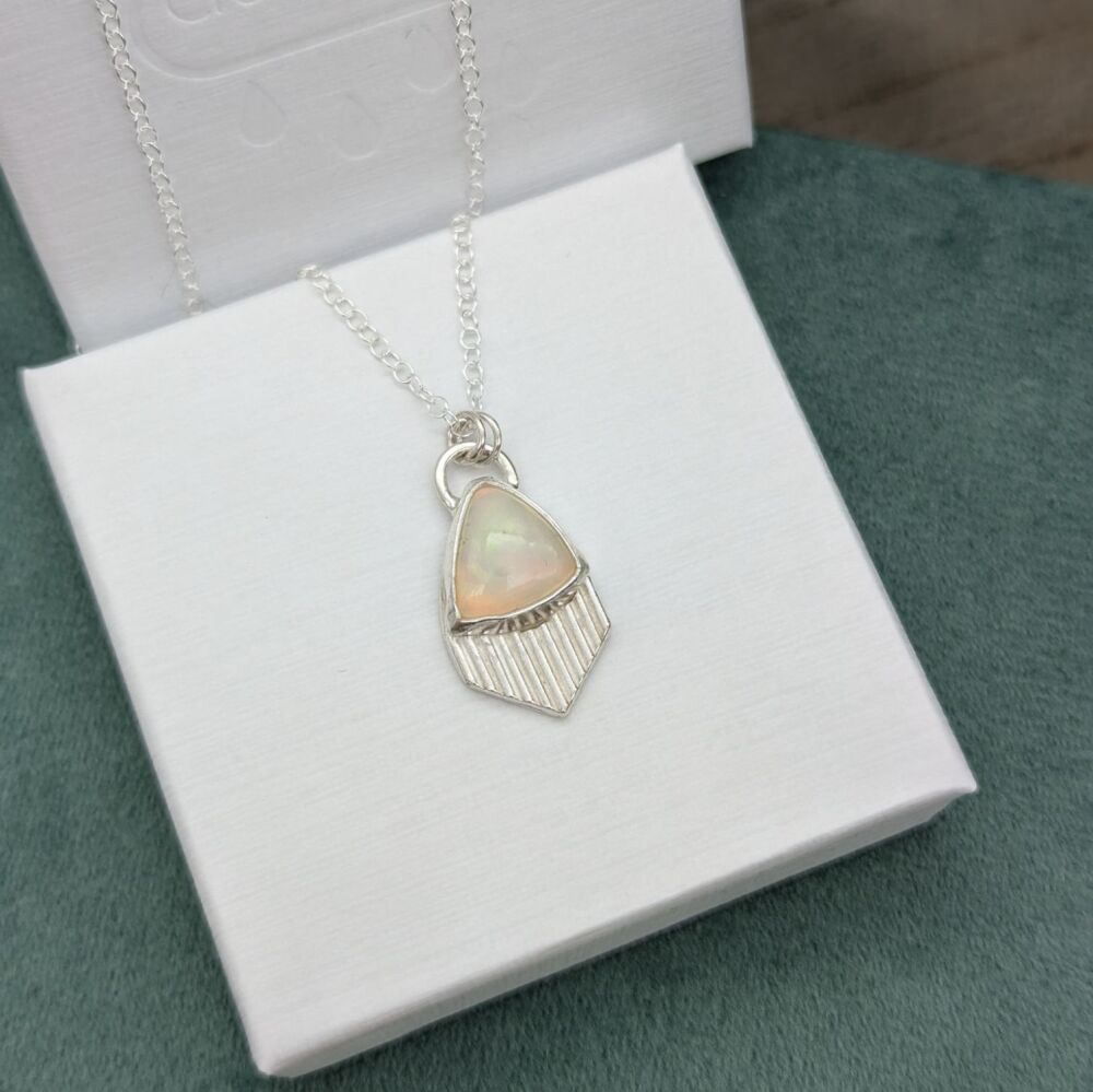Silver Opal Necklace - Aurora