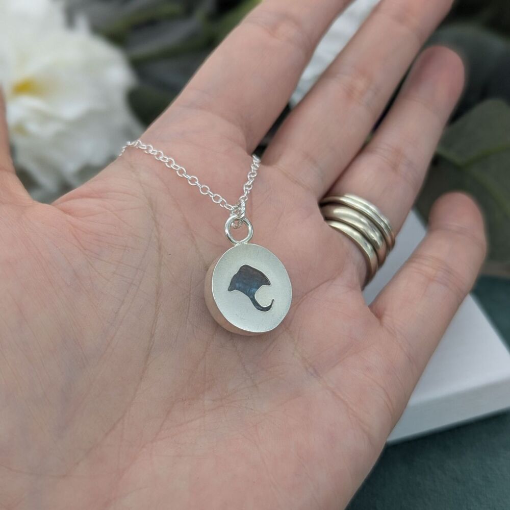 Silver Glass Pebble Necklace - Ray