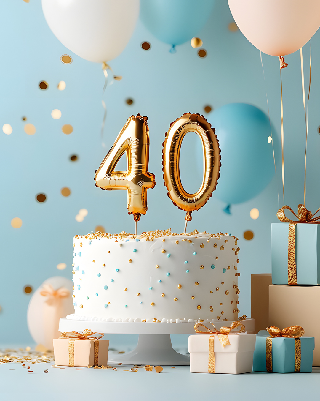 40th birthday cake and decorations