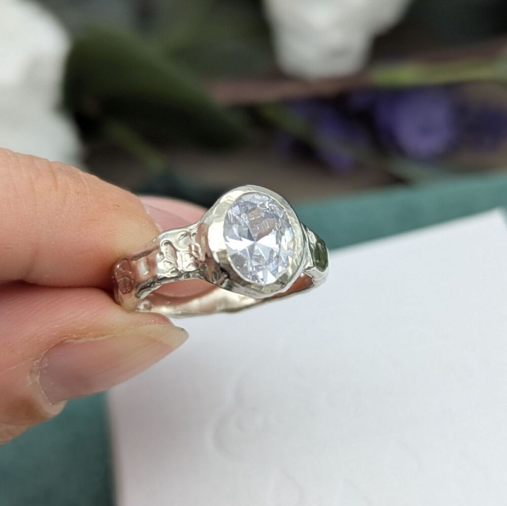 The Molten Gem Ring | Silver & CZ gemstone Ring